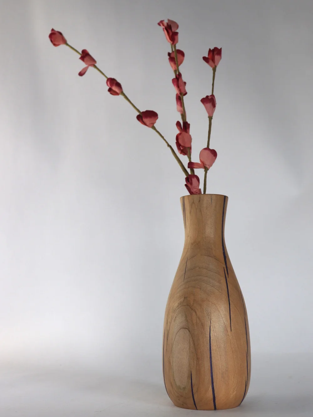 れ*ん様 スペースエイジ　フラワースタンド　アッシュトレイ　ミッドセンチュリー Handmade Cherry Wood Vase | Purple Resin Inlay | Made in USA by